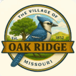 Blue jay on Oak Ridge, Missouri emblem.